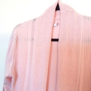 Ricki's Women's Pink Ribbed Waterfall Draped Open Front Cardigan XS